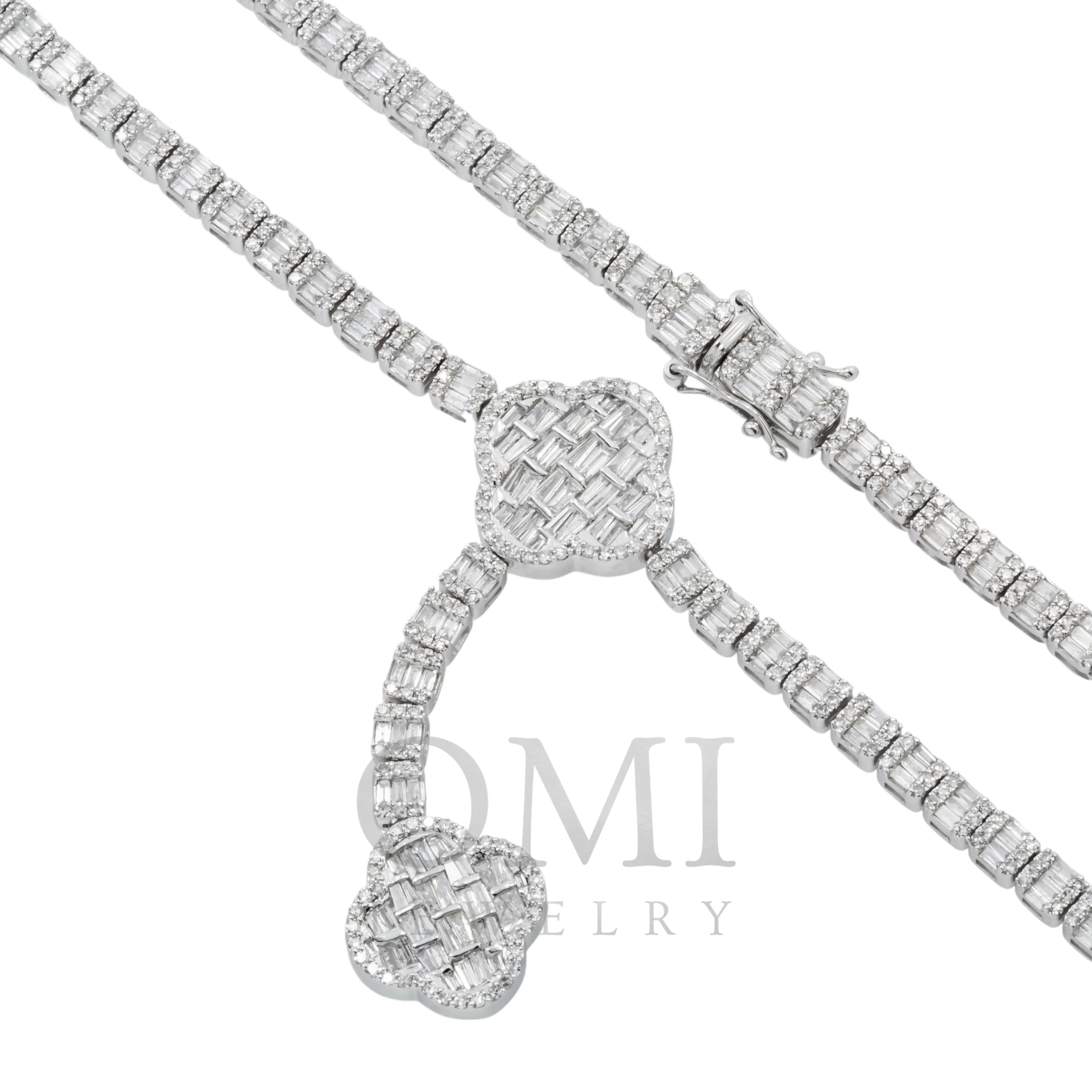 10K GOLD BAGUETTE AND ROUND DIAMOND CLOVER CHAIN 8.19 CT