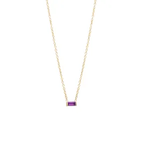 14k amethyst baguette necklace | February Birthstone