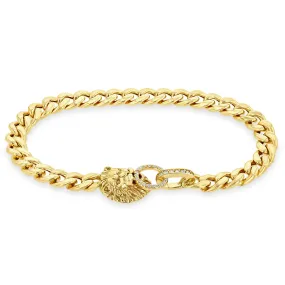 14k Lion Head Pavé Diamond Door Knocker Bracelet