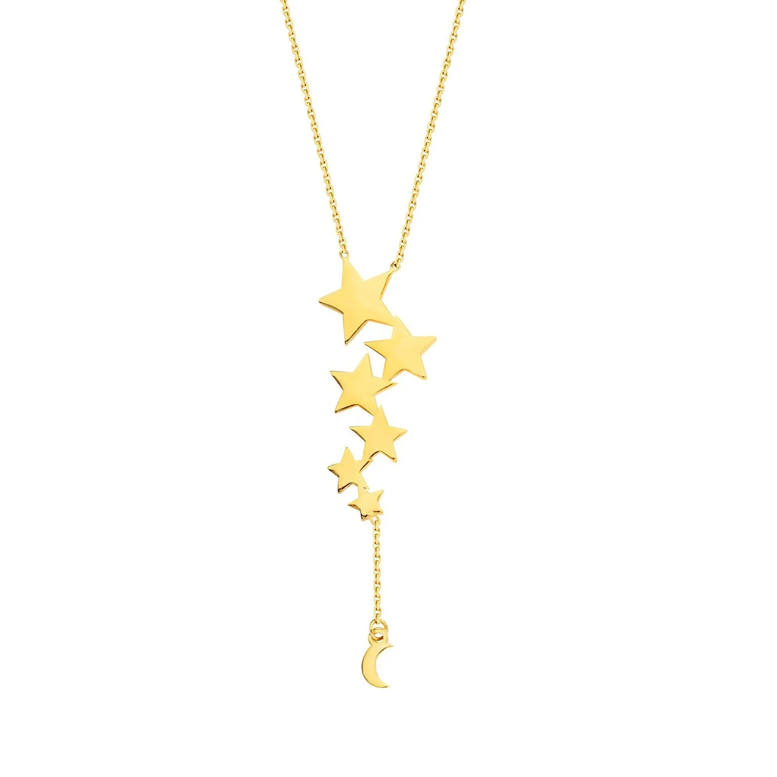 14K STARS & MOON LARIAT NECKLACE