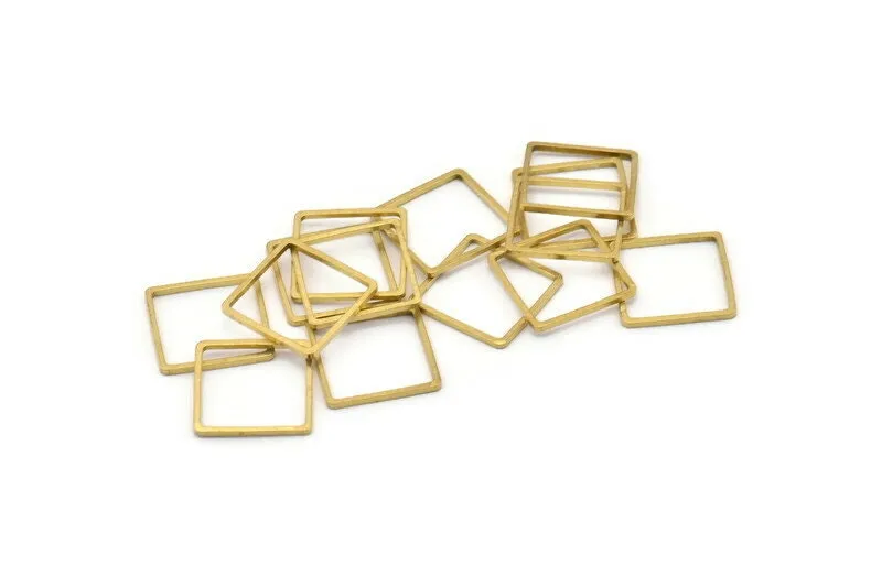 200 Raw Brass Square Connectors (14mm) Bs-1118