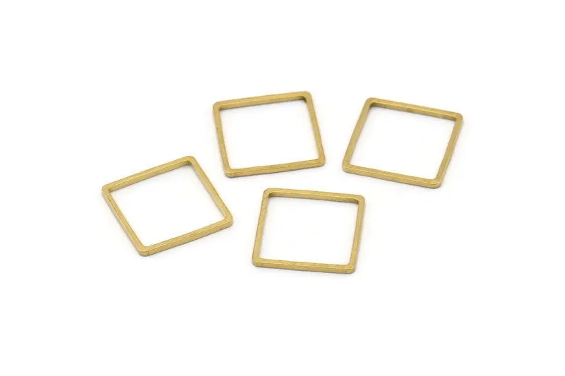 200 Raw Brass Square Connectors (14mm) Bs-1118