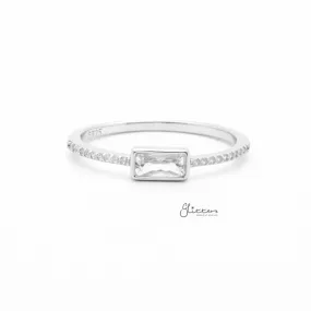 4mm Baguette Cut CZ Sterling Silver Ring