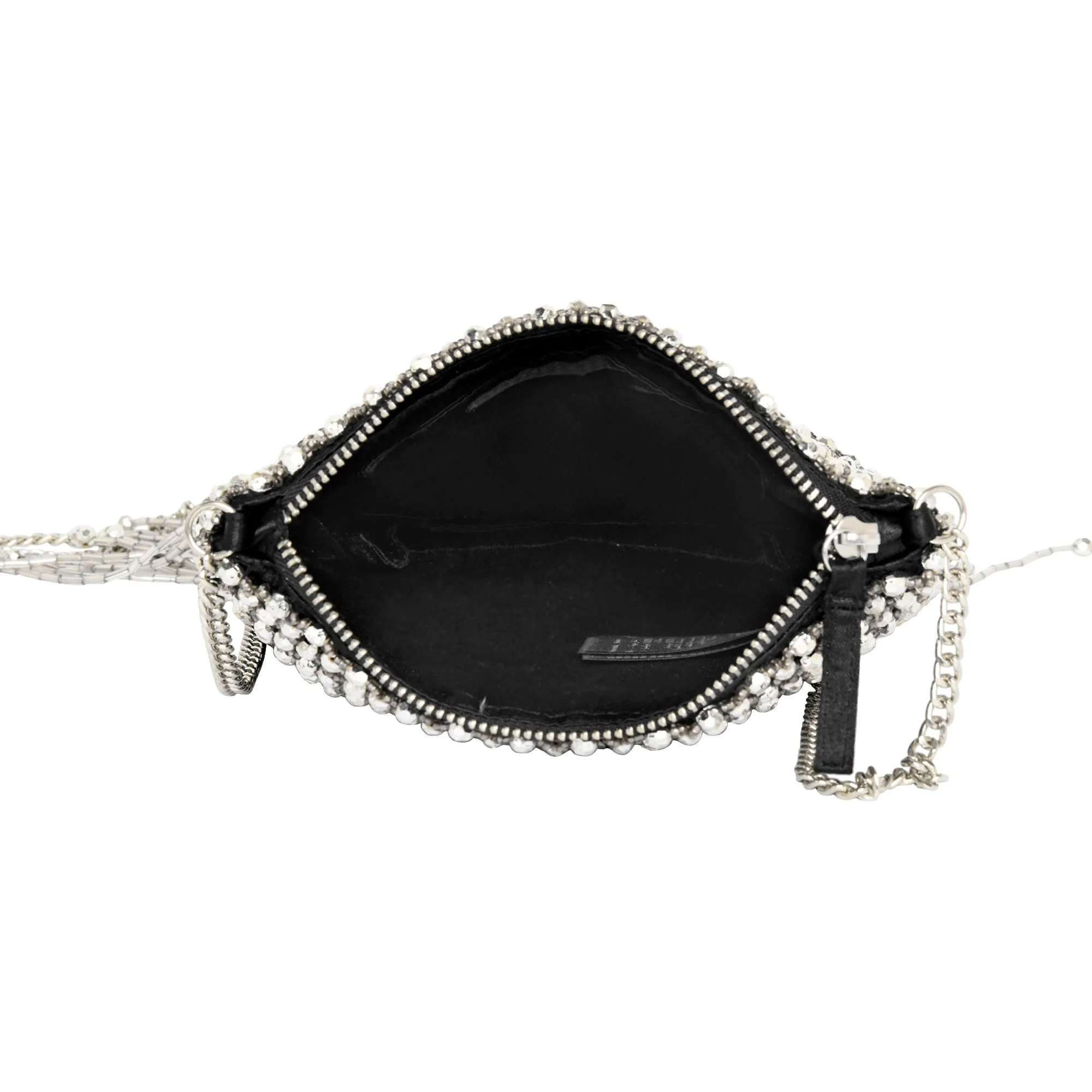 Accessorize London Women's Black Beaded Fringe Chain Bag