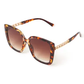 Accessorize London Women's Chain Detail Oversized Square Sunglasses Brown