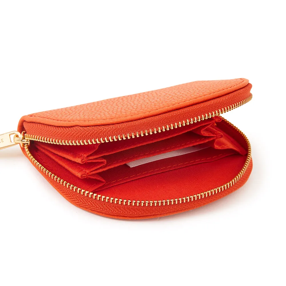 Accessorize London Women's Faux Leather Orange Crescent zip coin purse