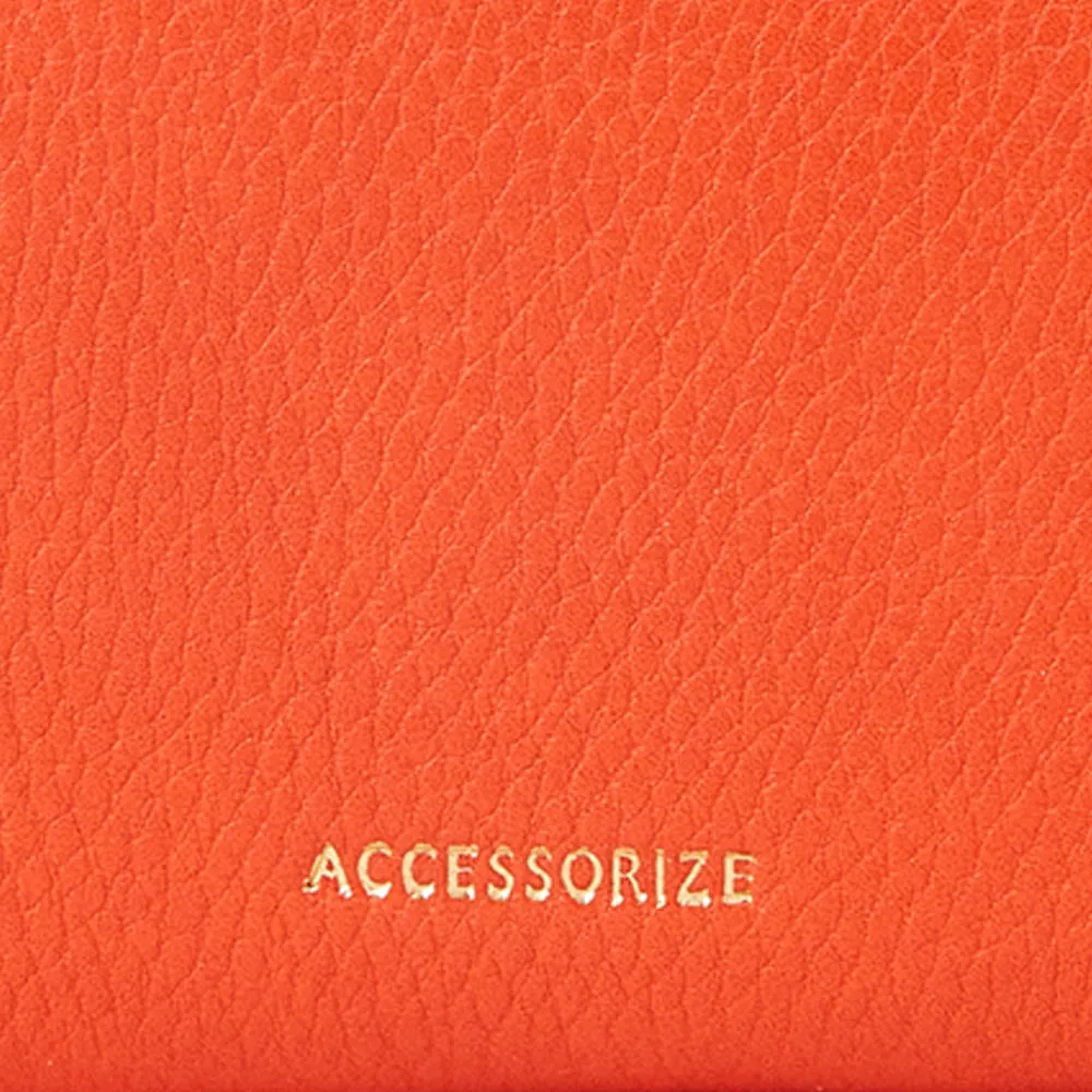 Accessorize London Women's Faux Leather Orange Crescent zip coin purse