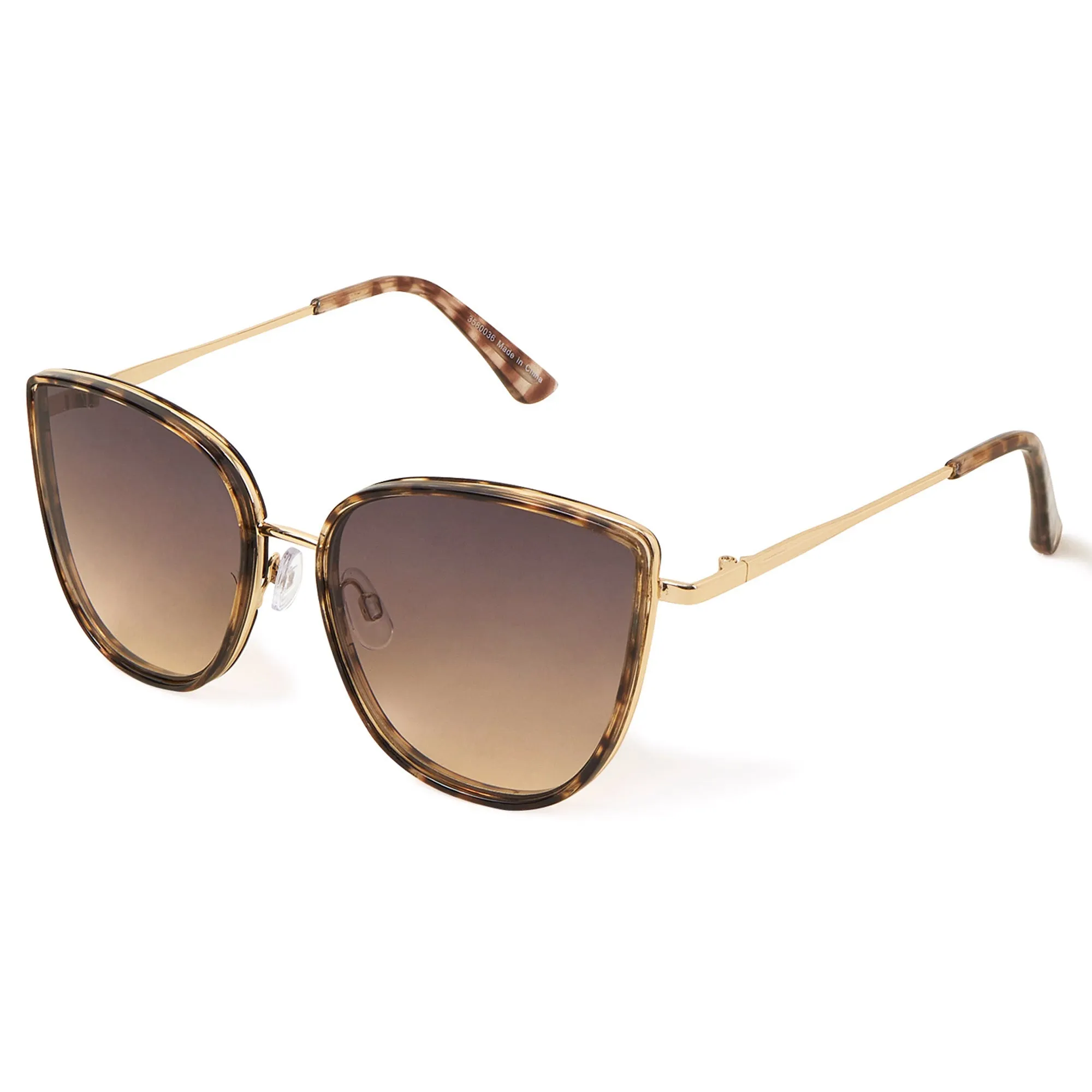 Accessorize London Women's Tort Metal Frame Cateye Sunglasses