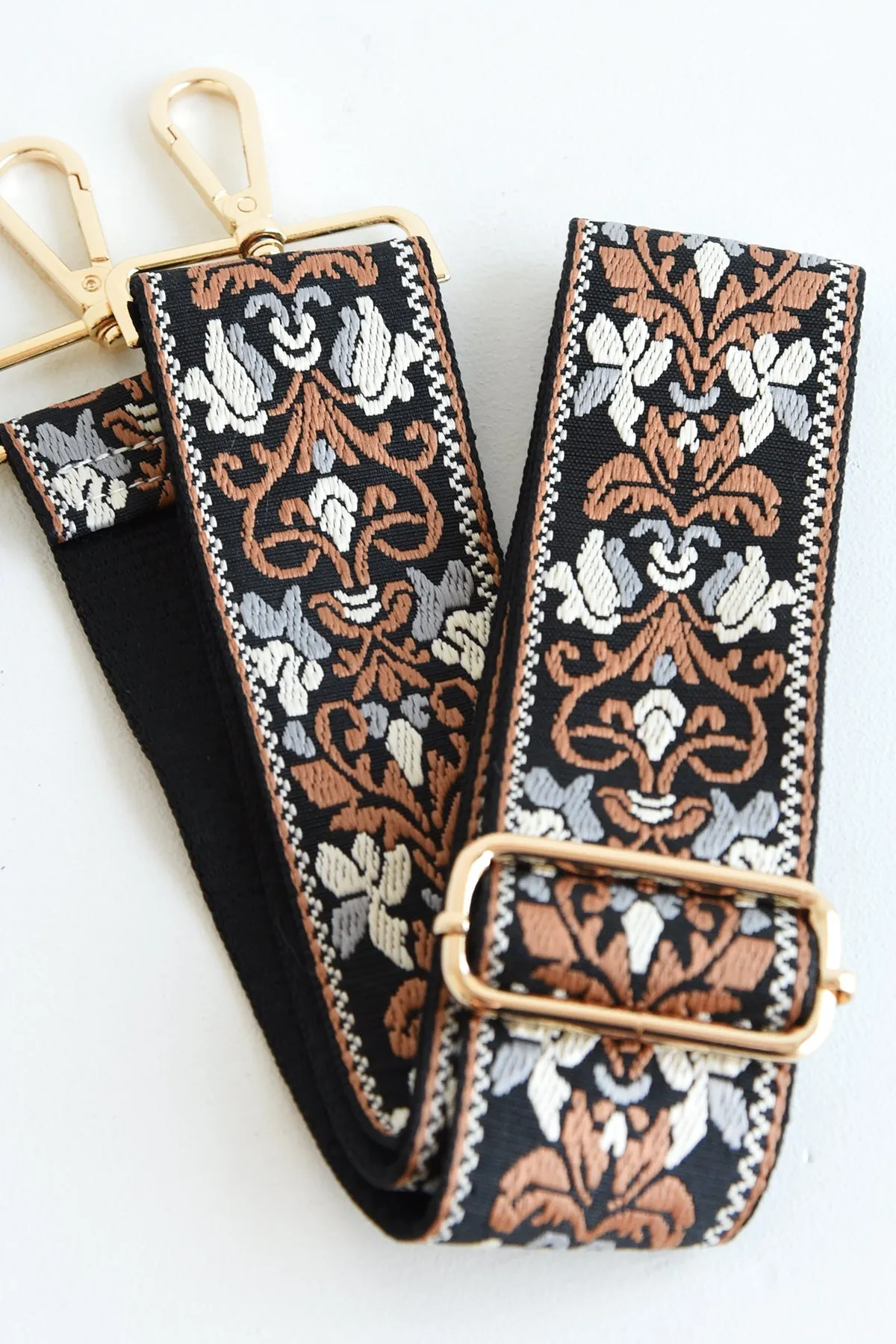 AHDORNED BLACK/CREAM FLORAL STRAP