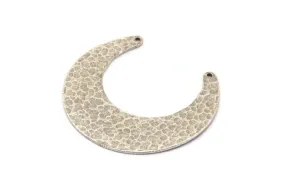 Antique Silver Hammered Moon Crescent Charm, 1 Antique Silver Plated Hammered Moons with 2 Holes Pendant (45x14x4mm) N0436 H0195