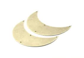 Antique Silver Moon Wall Art, 3 Antique Silver Plated Crescent Moon Wall Hanging Decor with 4 Holes (75x26x0.60mm) H0175