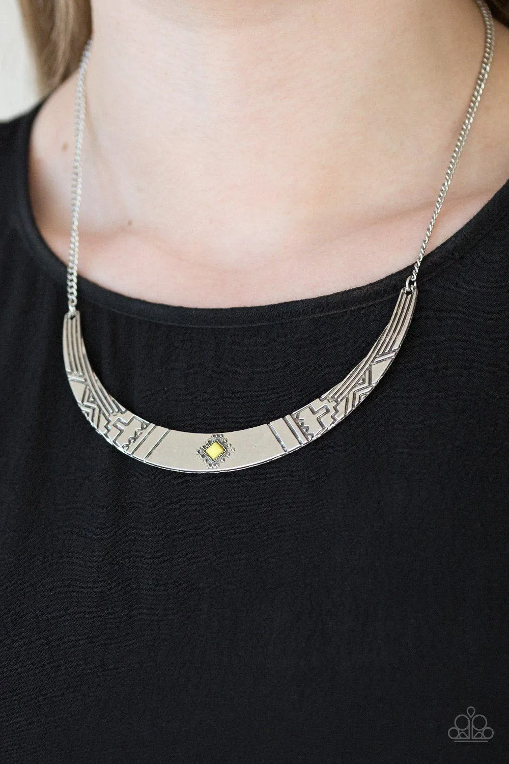 Arizona Adventure Silver and Yellow Necklace - Paparazzi Accessories