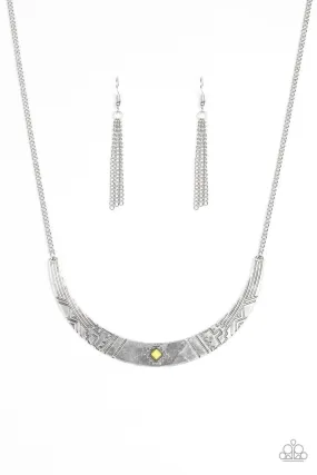 Arizona Adventure Silver and Yellow Necklace - Paparazzi Accessories