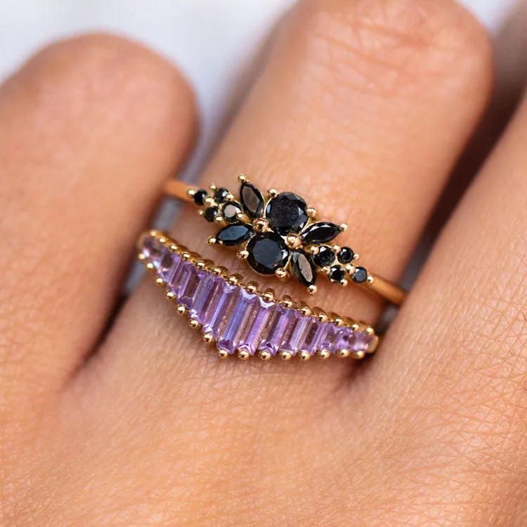 Baguette Cut Lilac Sapphire Ring