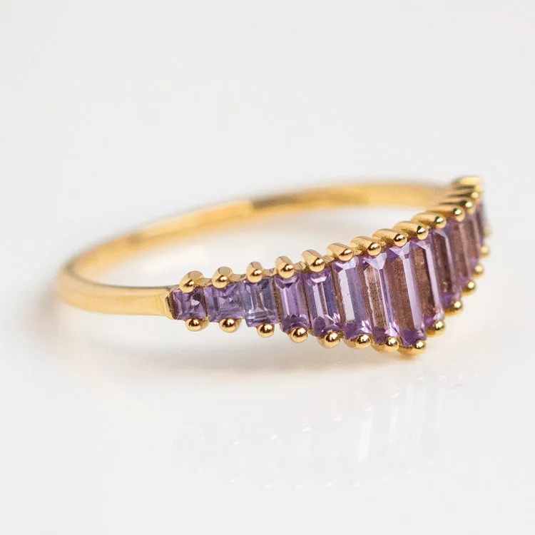 Baguette Cut Lilac Sapphire Ring