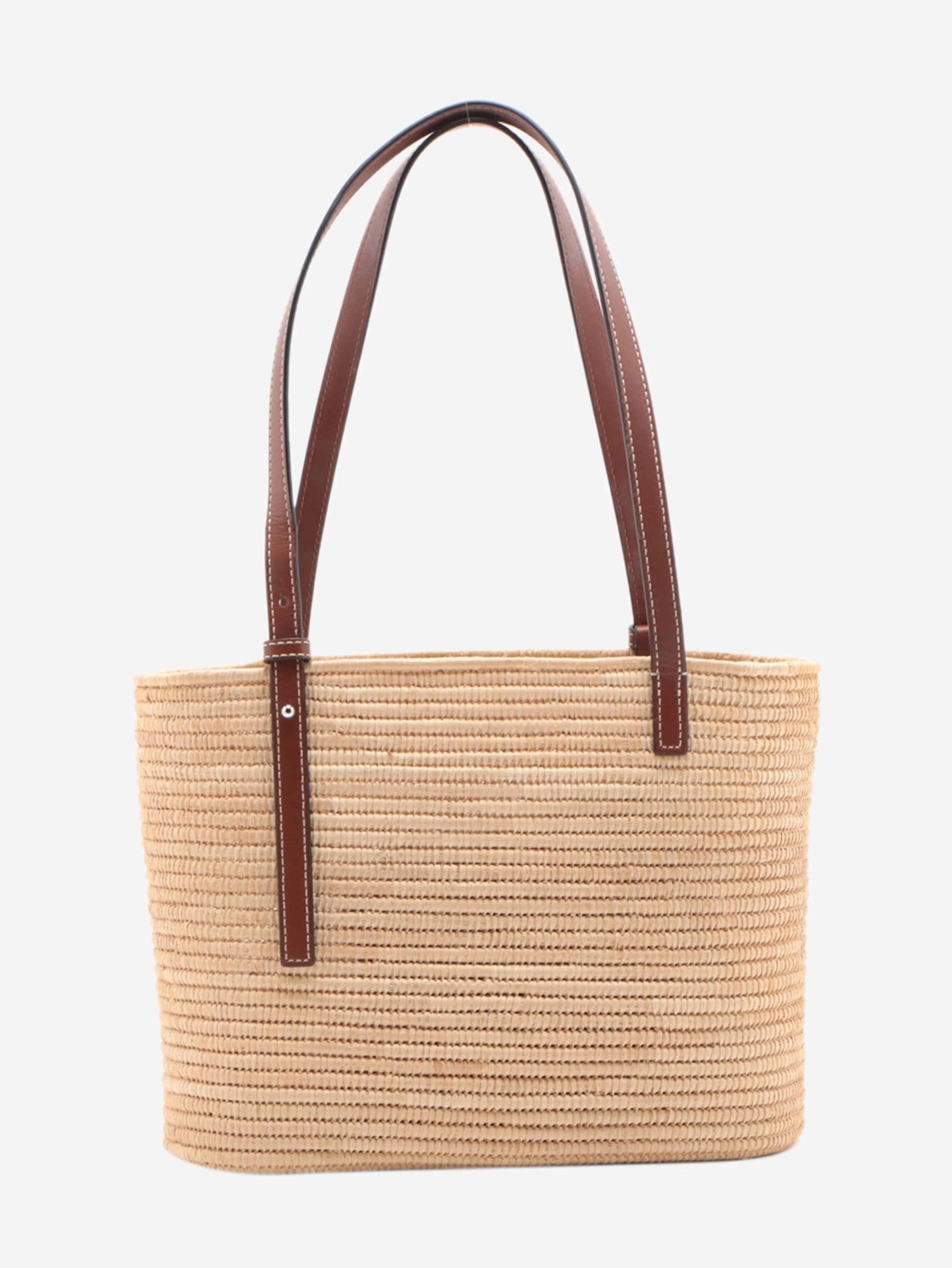 Beige Square Basket bag in raffia and calfskin