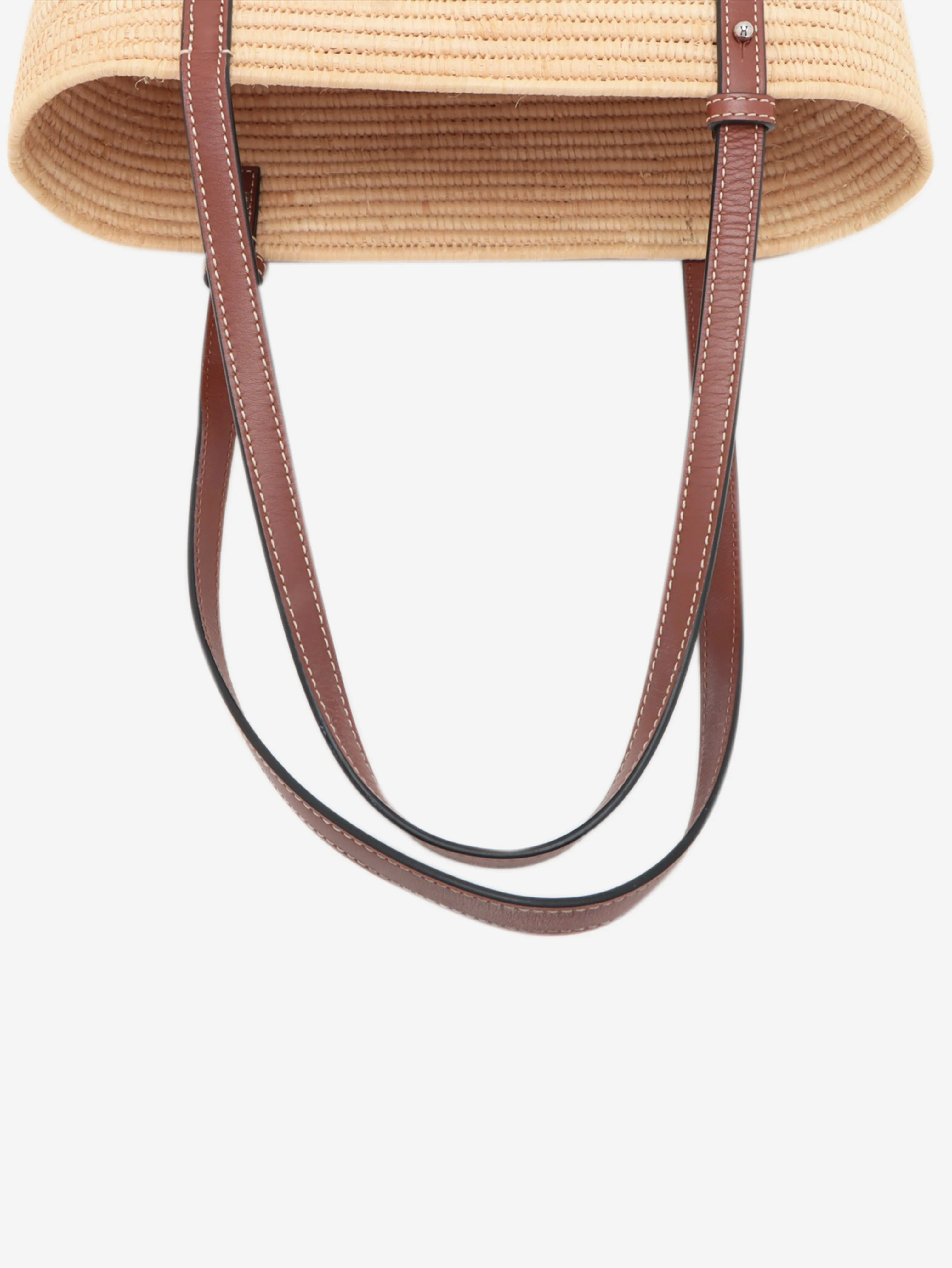 Beige Square Basket bag in raffia and calfskin