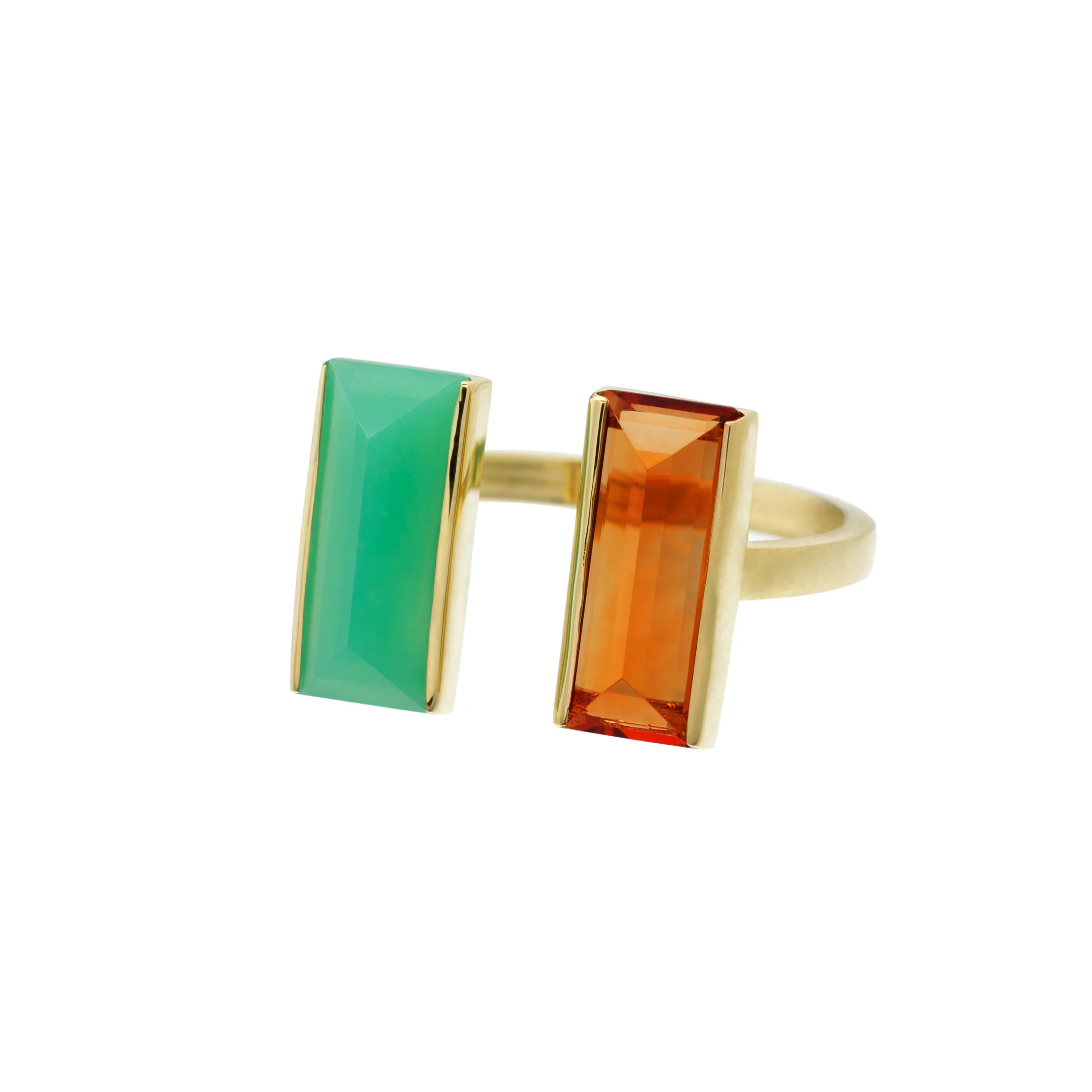 BI MAXI BAGUETTE CHRYSOPRASE   MADEIRA RING