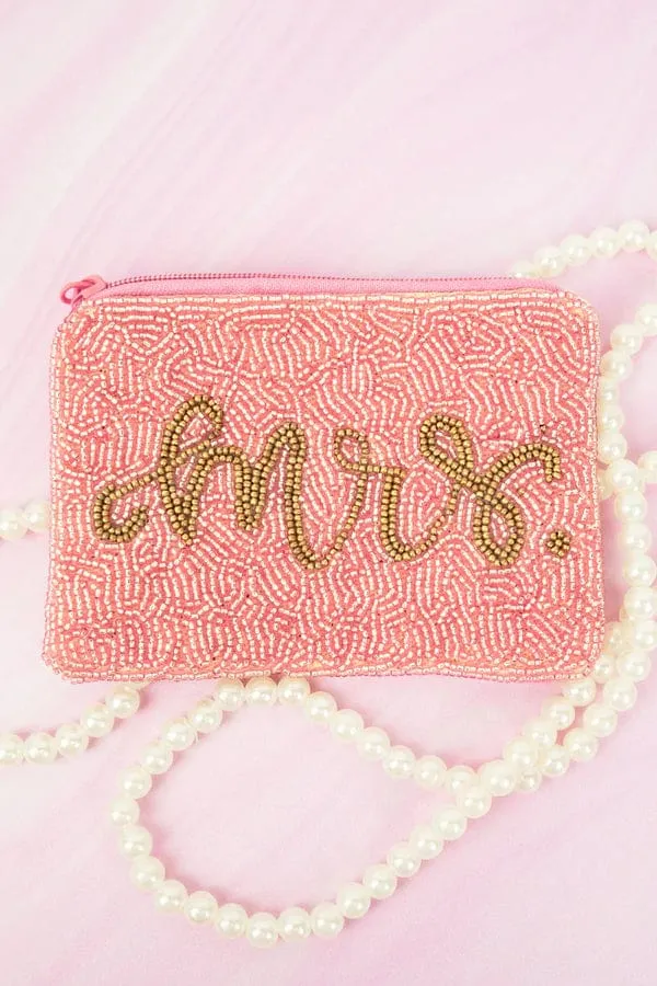 BRIDE PINK beaded clutch