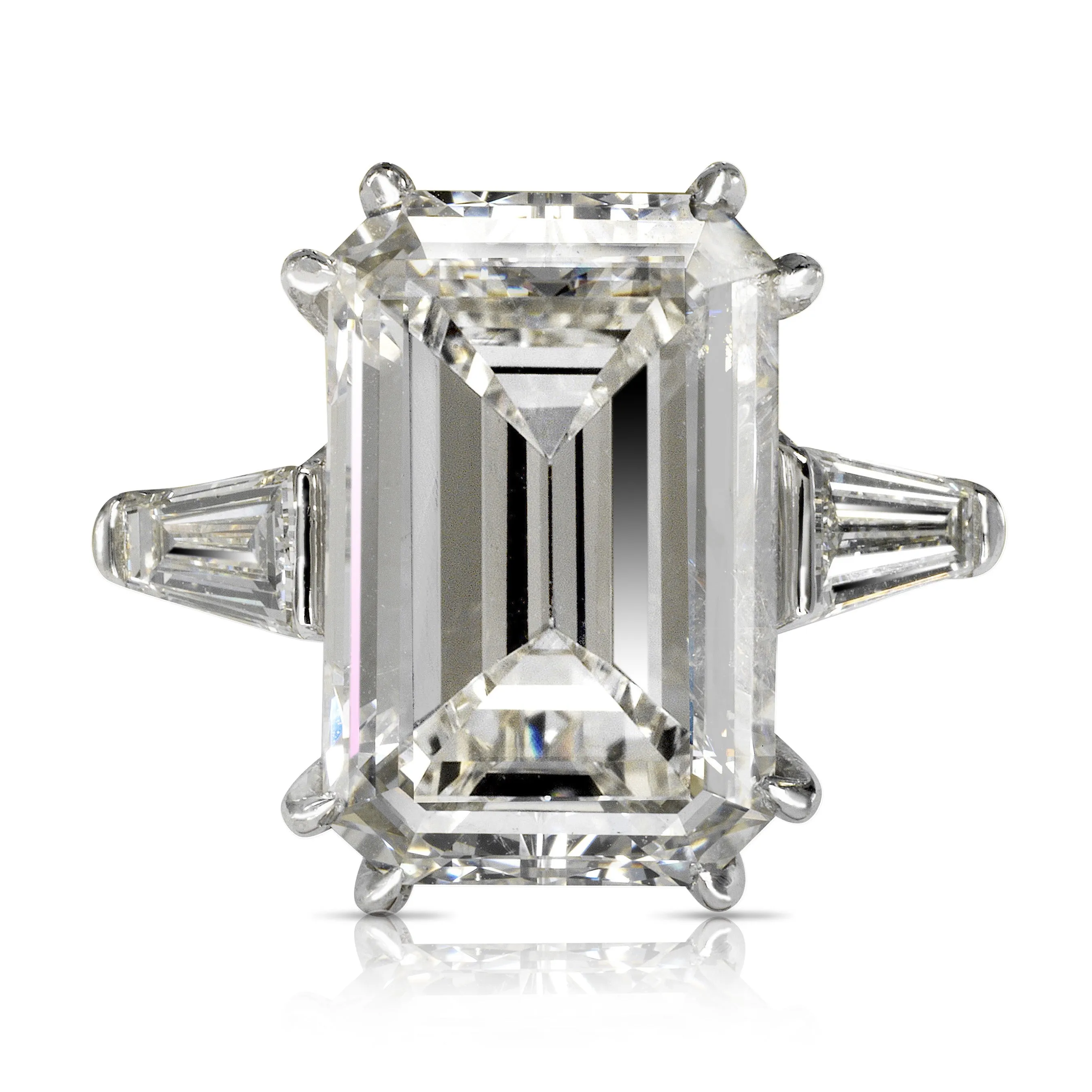 BROOKE 13 CARAT EMERALD CUT F COLOR VS2 CLARITY DIAMOND ENGAGEMENT RING PLATINUM EGL CERTIFIED 12 CT F VS2 CENTER MIKE NEKTA