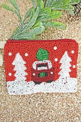 Christmas beaded clutch