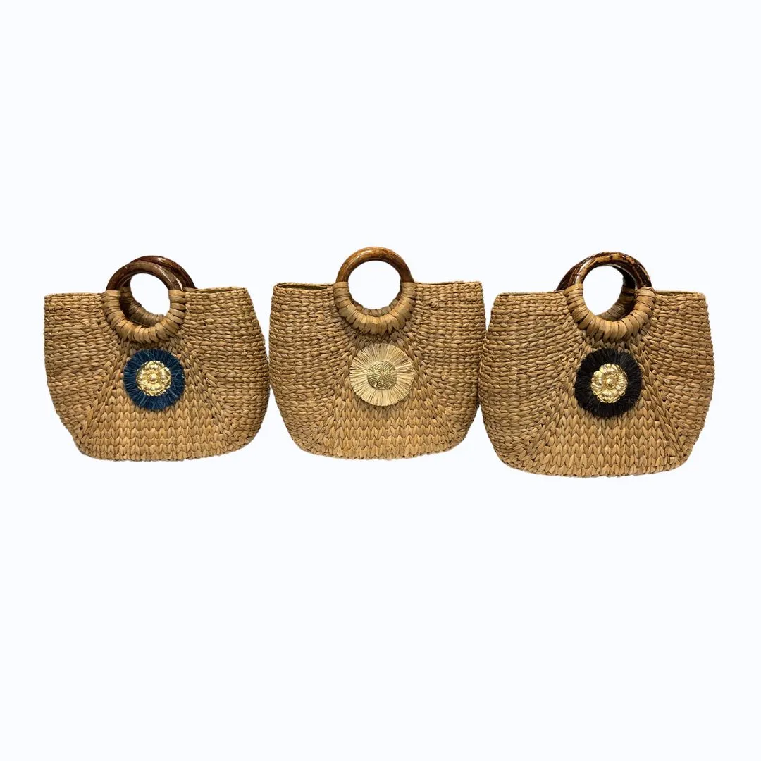 Circle Handle Straw Bag