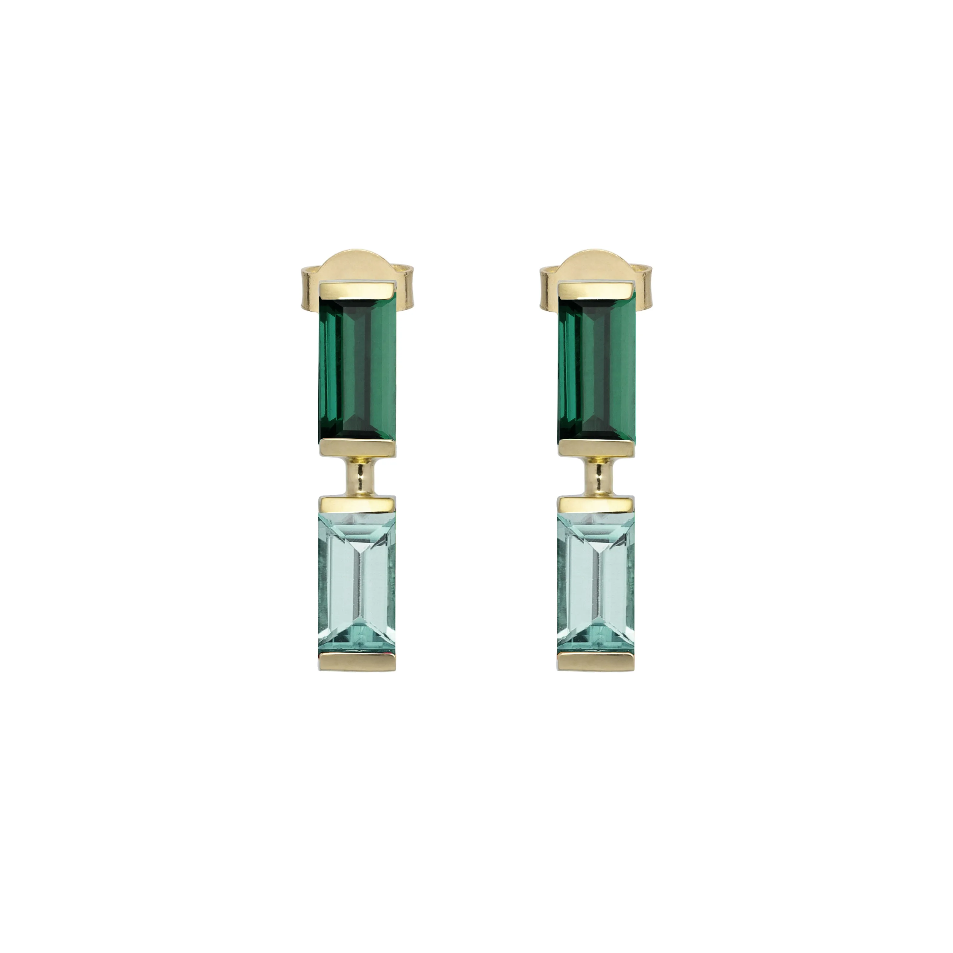 COMPUESTA BAGUETTE TOURMALINE   AQUAMARINE EARRINGS