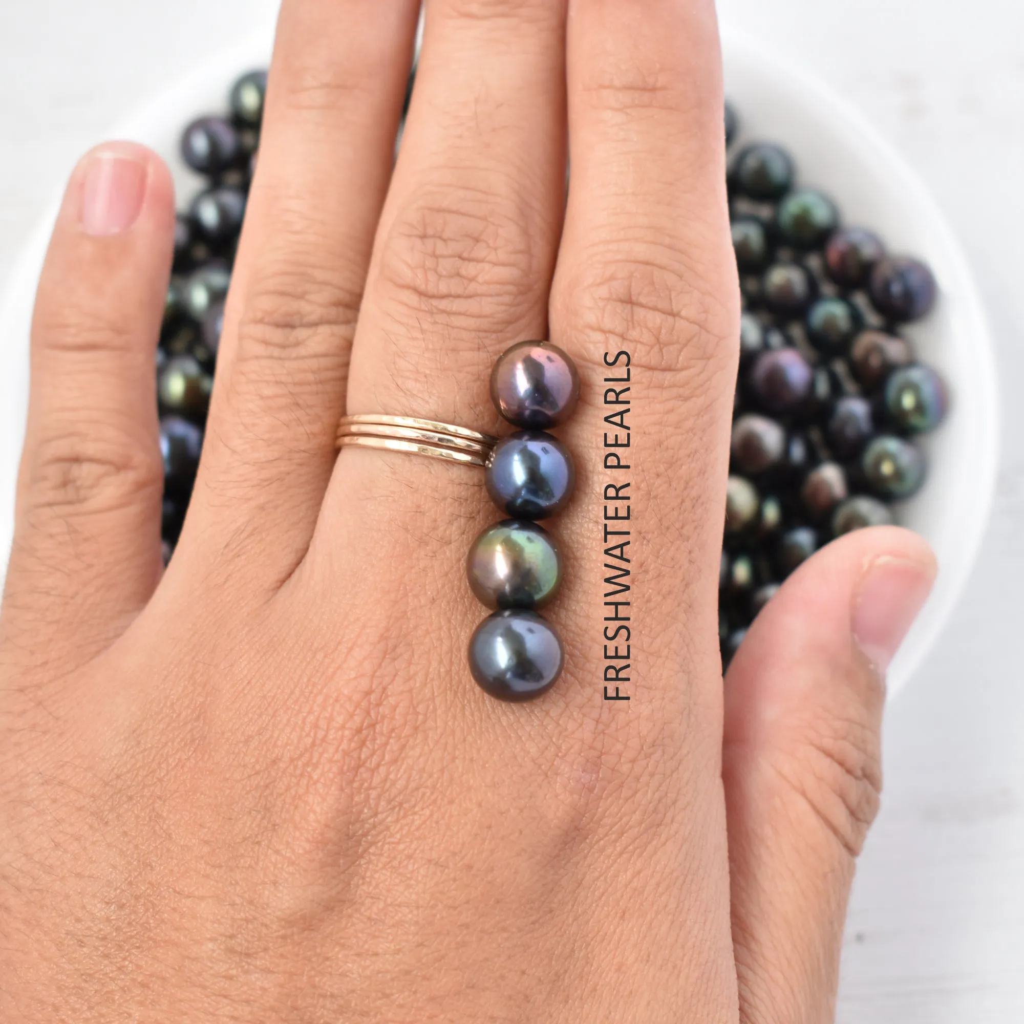 Crescent Moon Pearl Bypass Ring