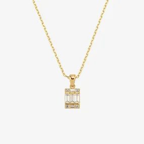 Cubic Zirconia Baguette Cut Necklace | 14K Solid Gold