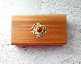 Deco Lotus Leaf with Red Carnelian Mahogany Box