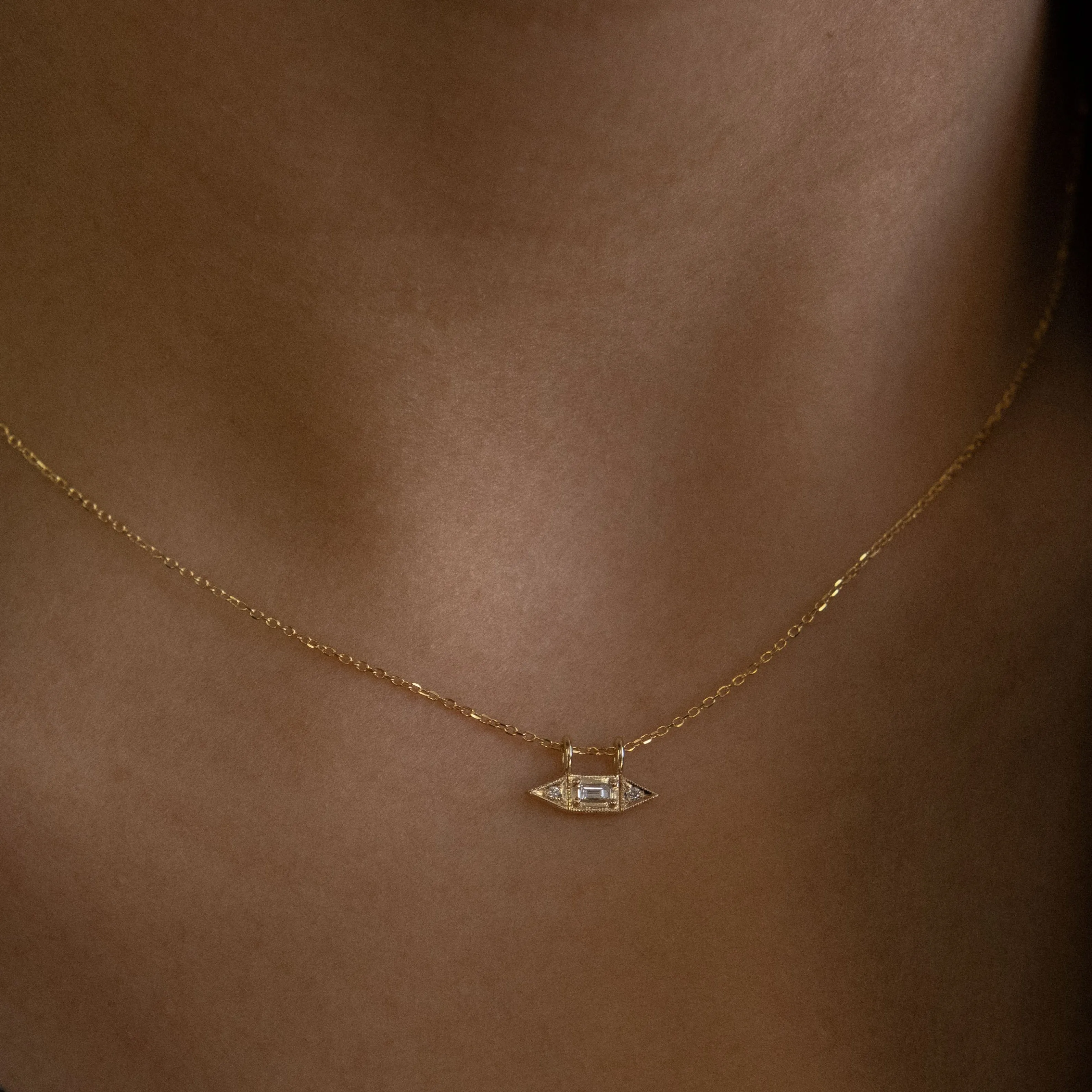 Diamond Baguette Mini Deco Point Necklace