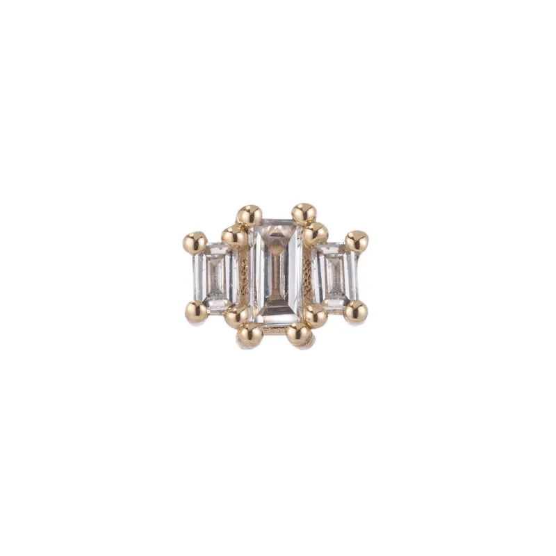 Diamond Baguette Trio Stud (Single)