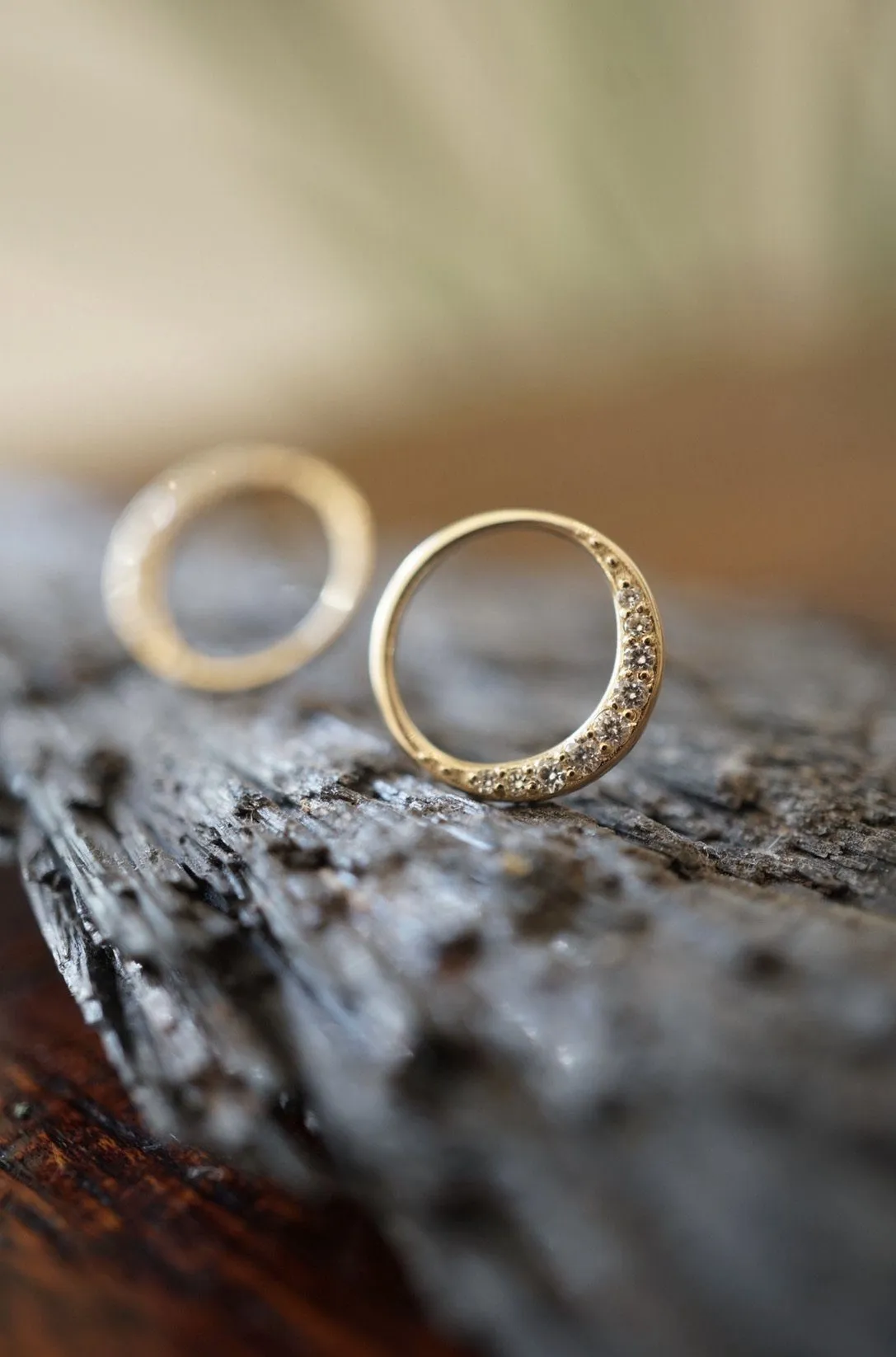 Diamond Crescent Moon Studs