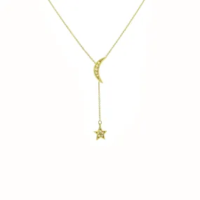 DIAMOND MOON STAR LARIAT 14K