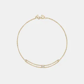 Double Chain Single Diamond Baguette Bracelet