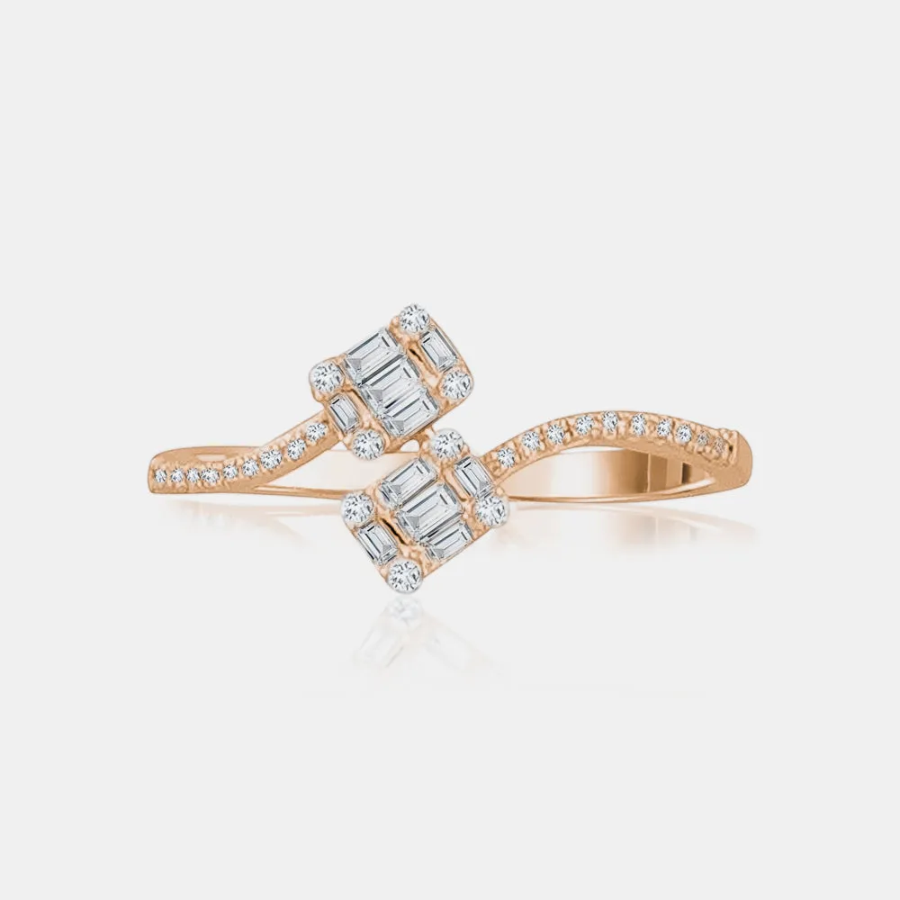 Double Diamond Baguette Wrap Ring