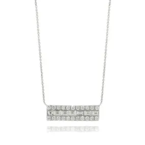 Doves 18k White Gold Baguette Round Diamond Necklace