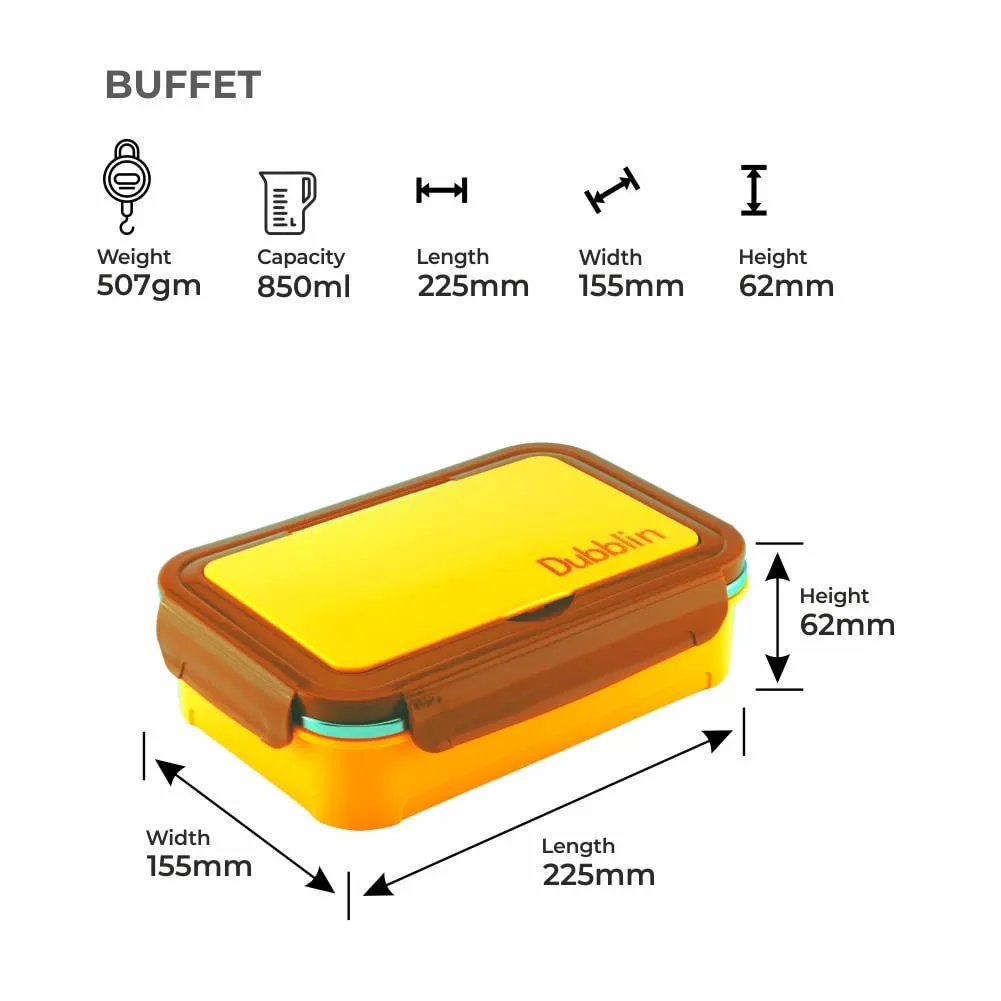 Dubblin Buffet Stainless Steel Lunch Box clip type with inner container