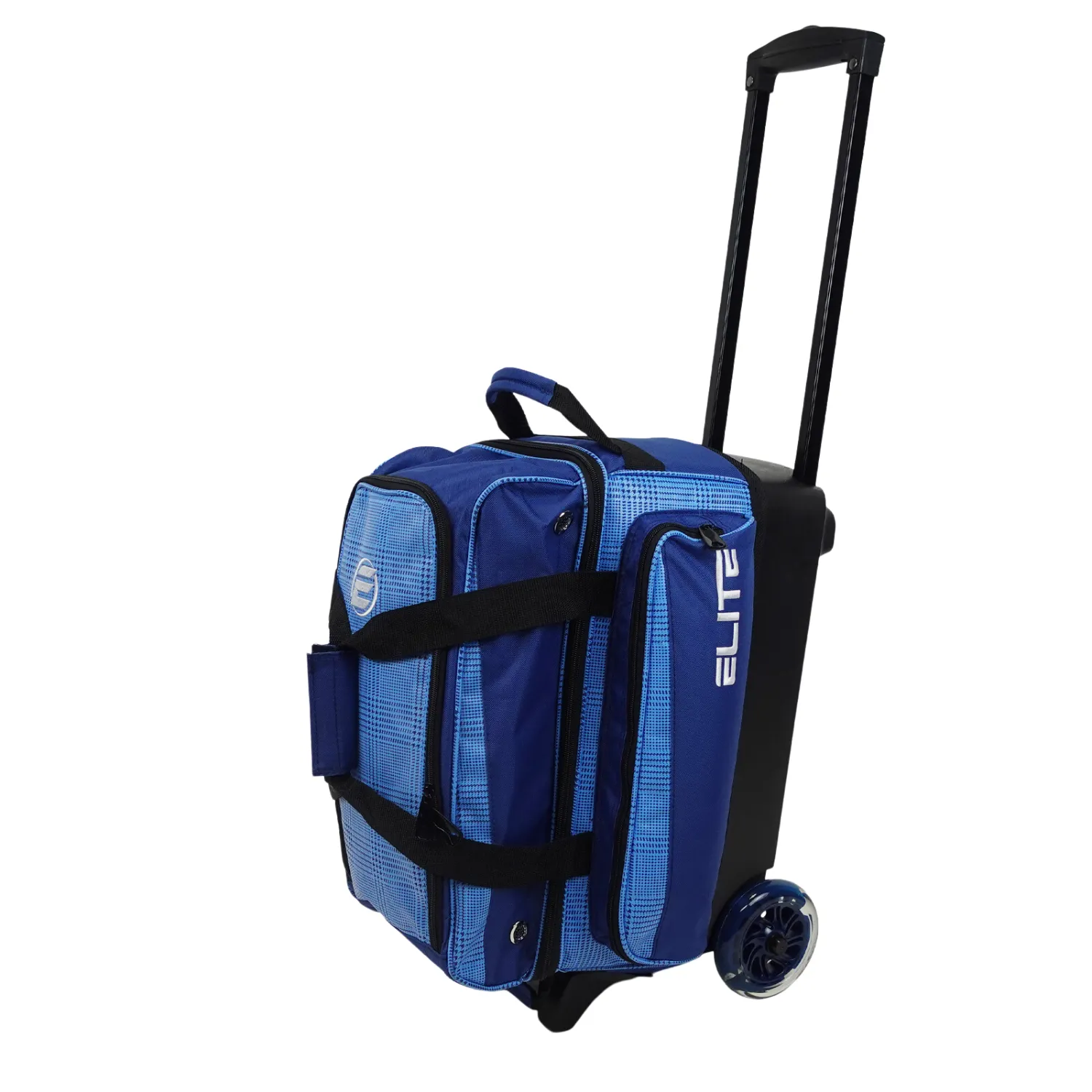 ELITE Deluxe 2 Ball Roller Bowling Bag Navy Plaid