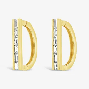 Elongated Baguette Linear Bar Earrings