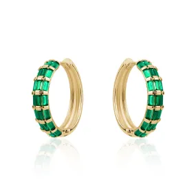 EMERALD BAGUETTE HOOPS