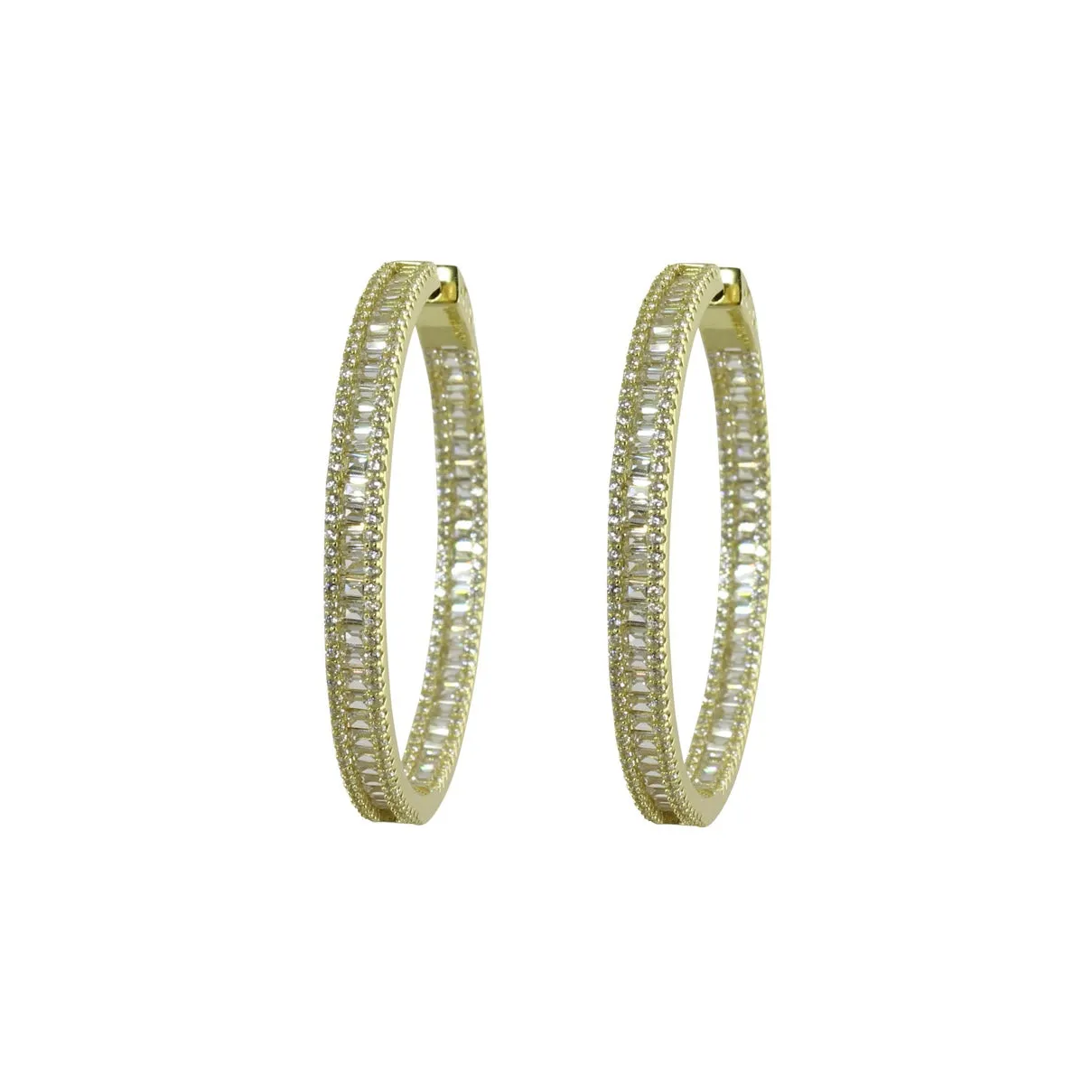 FANCY BAGUETTE HOOP EARRINGS