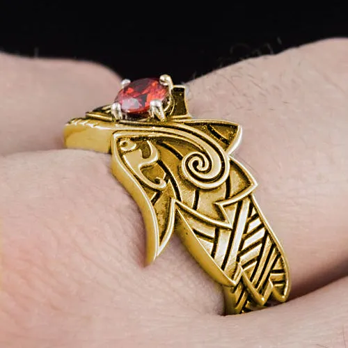 Fenrir with Gem Ring - Sterling Silver or Gold