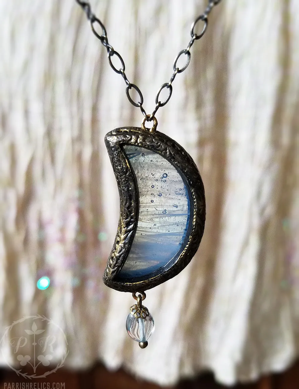 Galatea's Crescent Moon Stained Glass Amulet