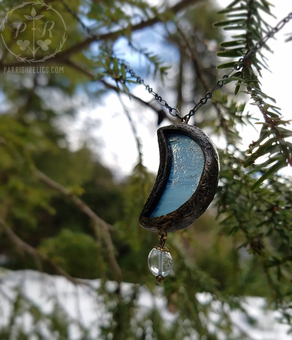 Galatea's Crescent Moon Stained Glass Amulet