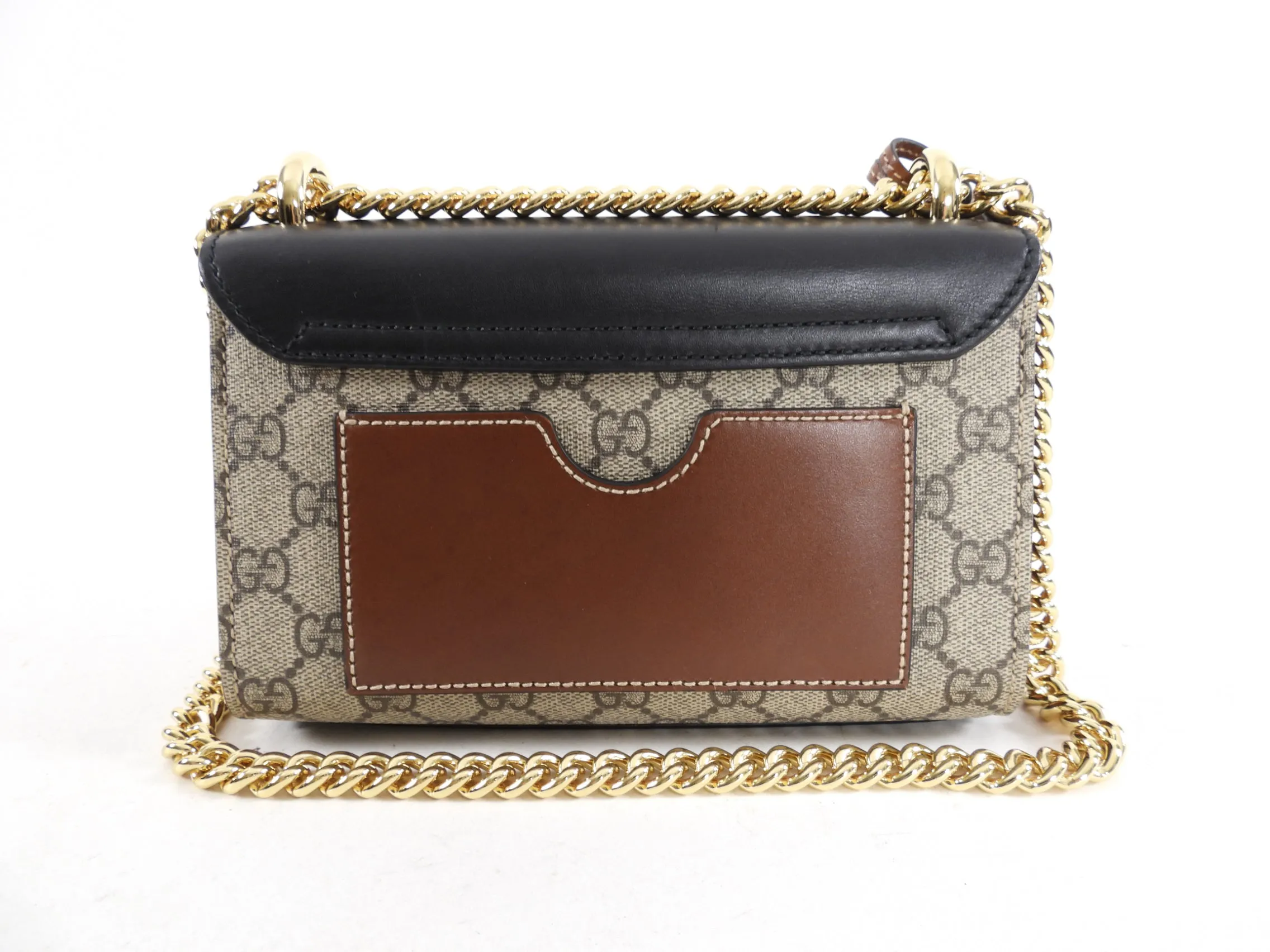 Gucci Monogram Canvas Small Padlock Chain Bag