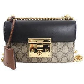 Gucci Monogram Canvas Small Padlock Chain Bag