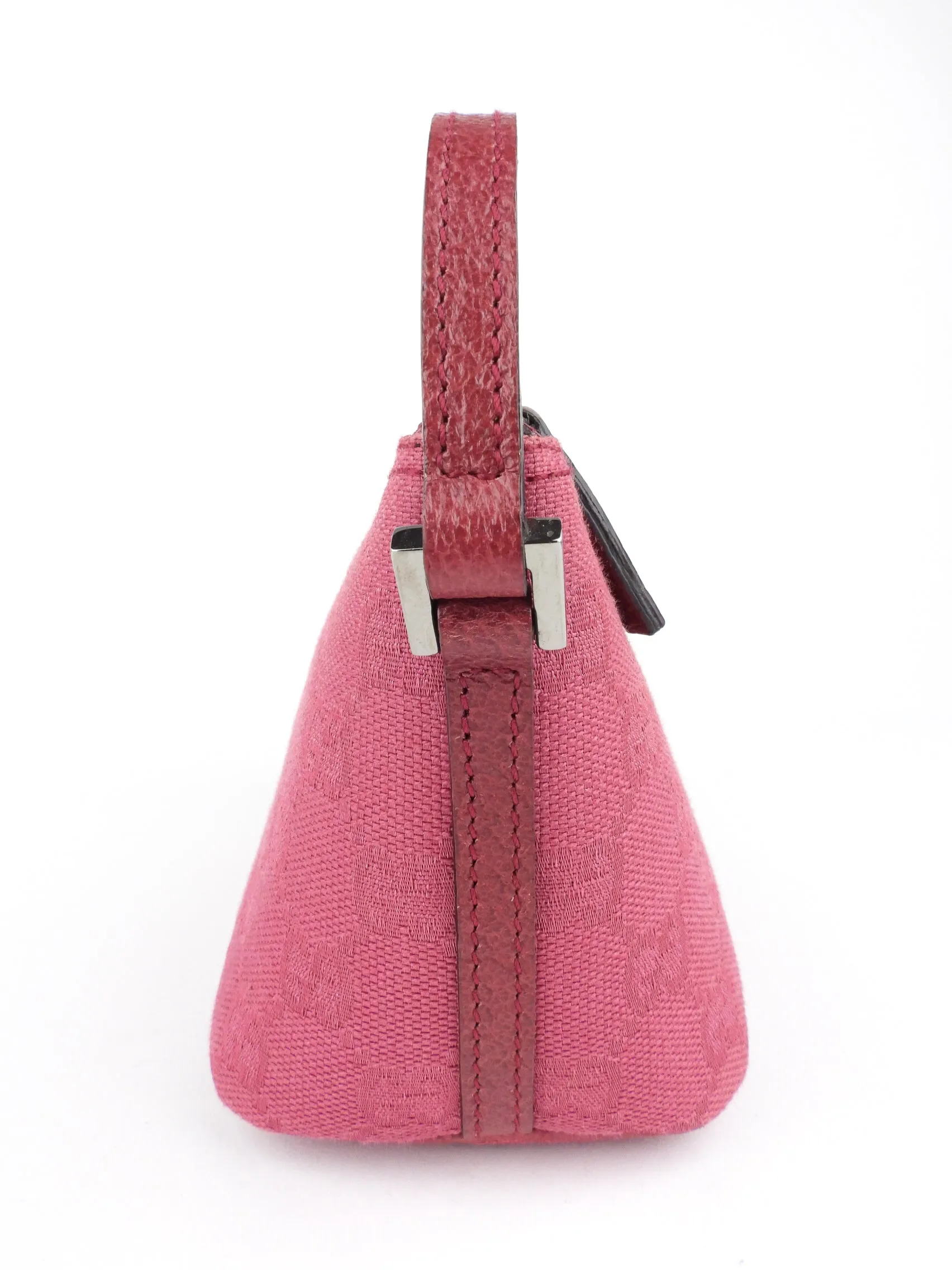 Gucci Vintage Pink Monogram GG Canvas Small Hobo Boat Bag Pochette