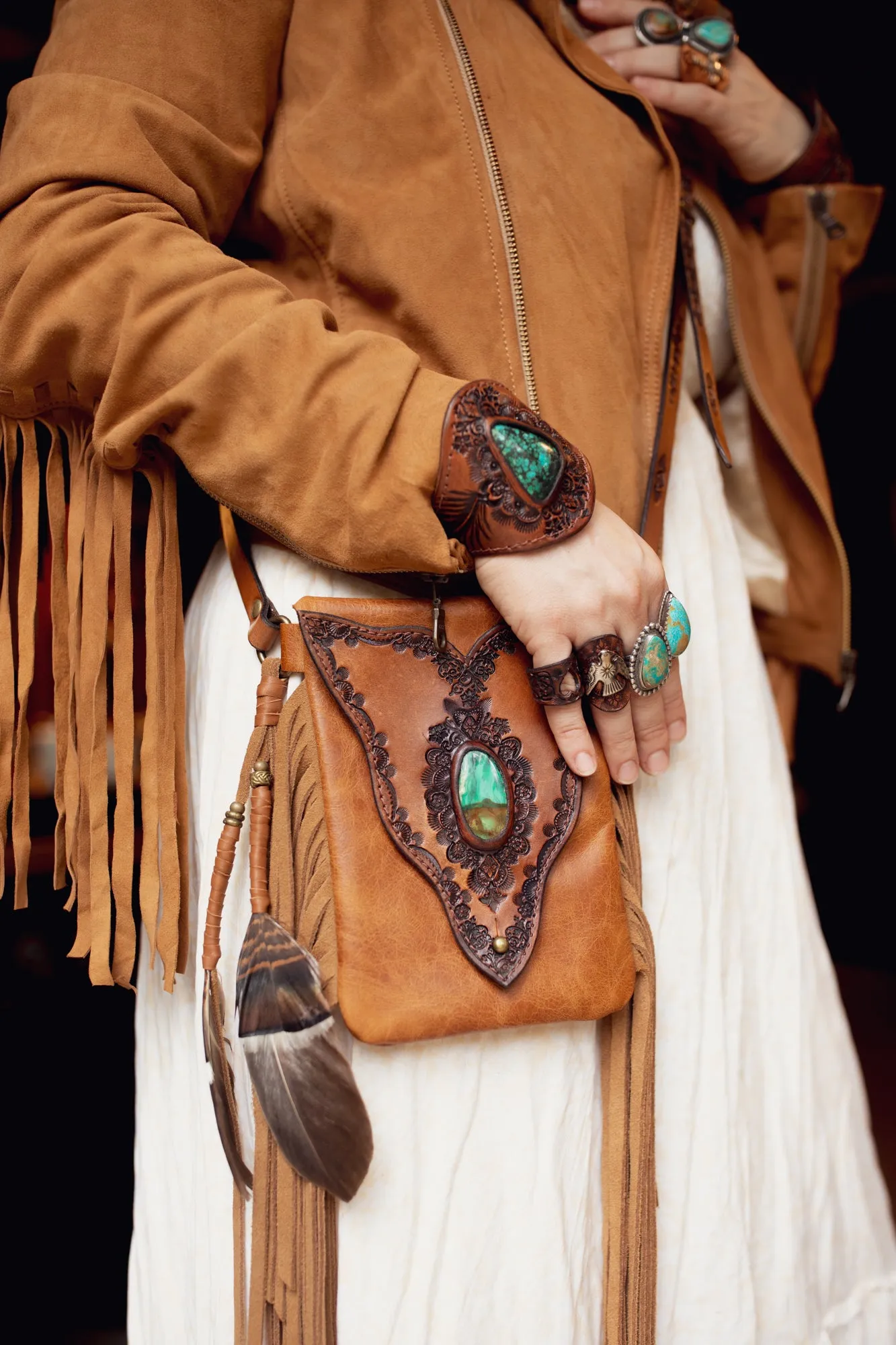 Gypsy Wanderer Phone Pouch with Turquoise