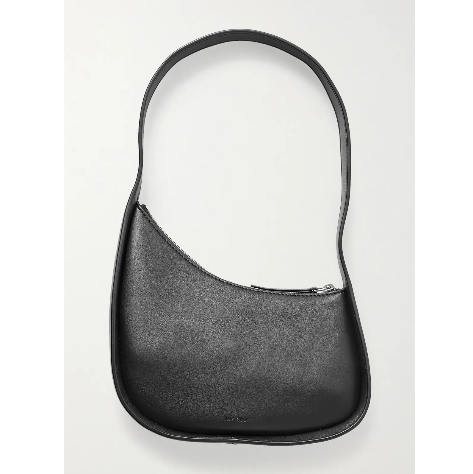 HALF MOON LEATHER SHOULDER BAG - BLACK